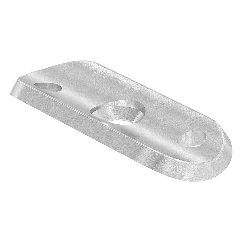 Handrail connection plate S235JR, pipe connection 33,7mm, offset holes