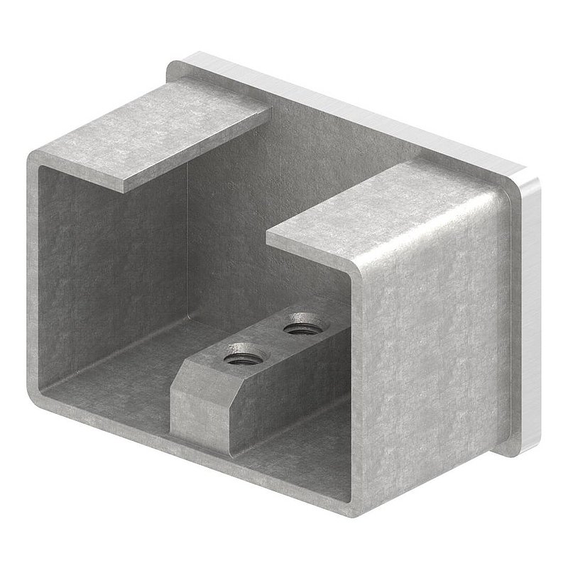 Embout, plat, tube rectangulaire à fond de gorge 60x40x1,5mm, V2A