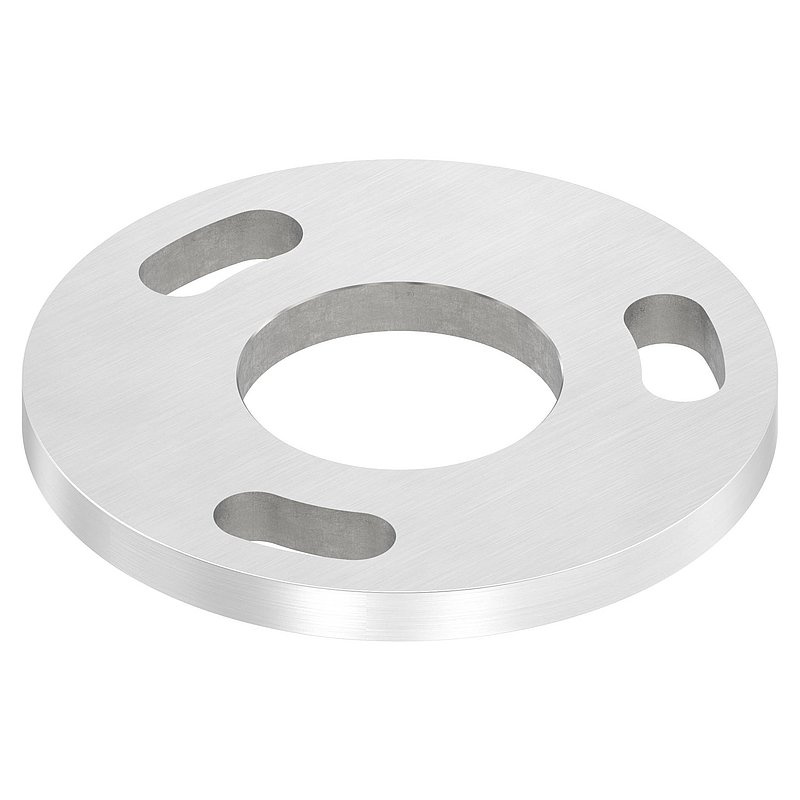 Plaque d'ancrage Ø 100x8mm, avec ponçage longitudinal, V2A
