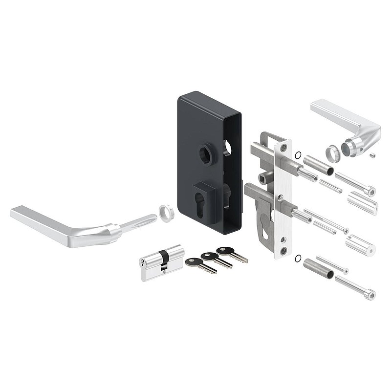 grille gate lock GTS 2 for tube thickness 60-80mm, housing RAL 7016
