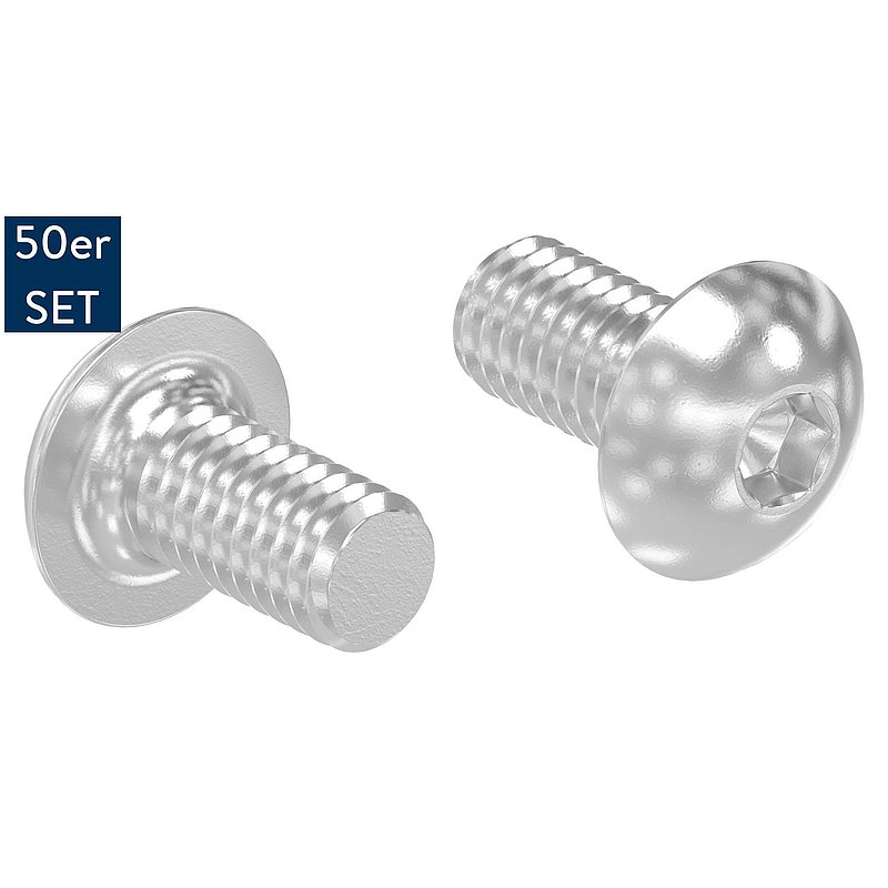 LUNORA® 50er Schrauben Set, zur Befestigung im Edelstahl Nutrohr 42,4mm