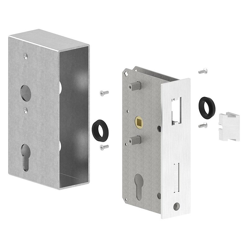 Lock case with galvanised lock