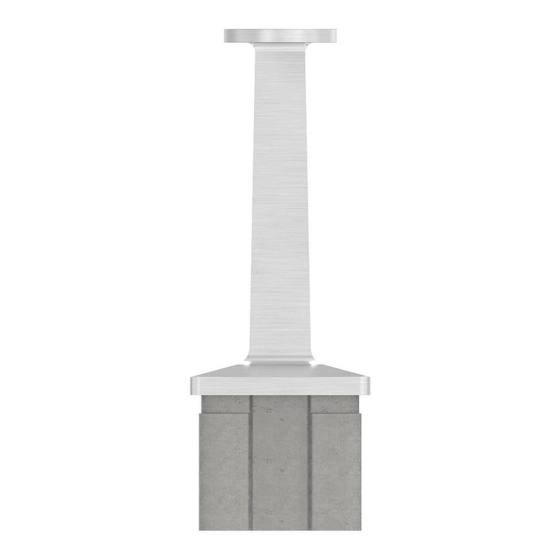 Bouchon pour extrémité de tube avec tige + plaque de racc., pour tube 40x40x2mm V2A