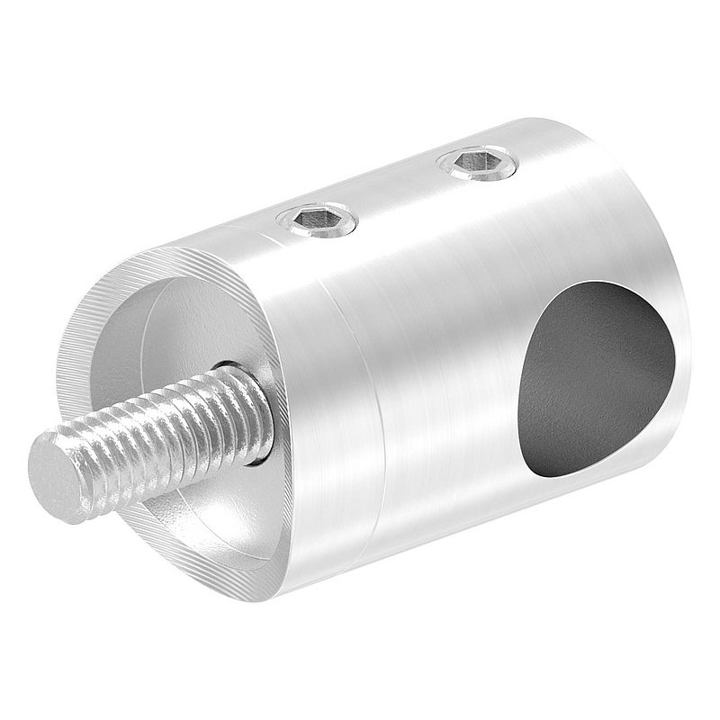 Querstabhalter für 42,4mm Rohr, Sackloch rechts 12,2mm, V2A
