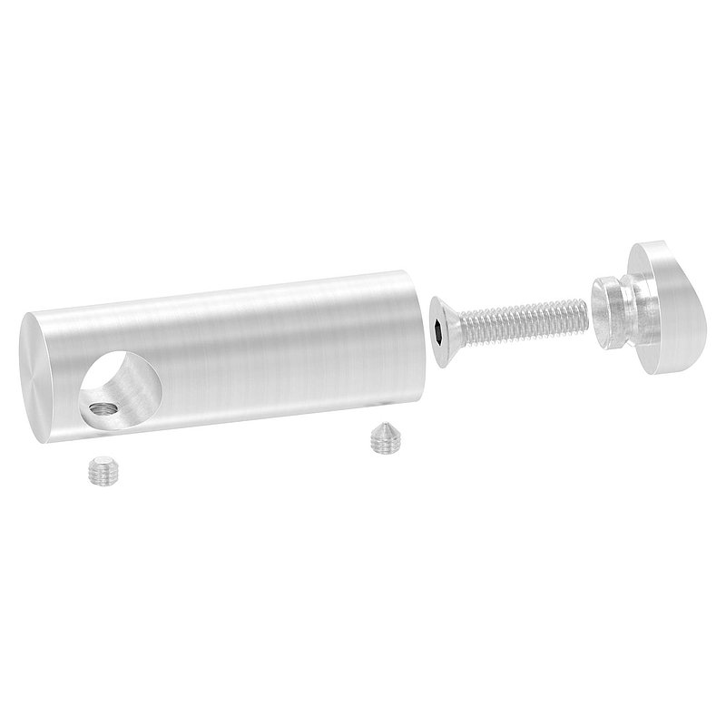 Cross bar holder extended, with through-hole for 33.7 mm tube, 14.2 mm hole, AISI304