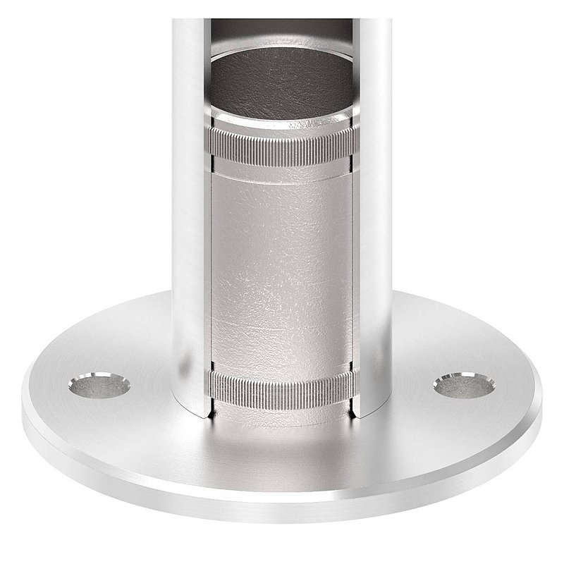 Wall and floor anchor with knurling, for tube 42.4x2.0mm, AISI316