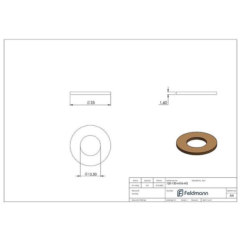 Messingscheibe von Torband 120/130-M16