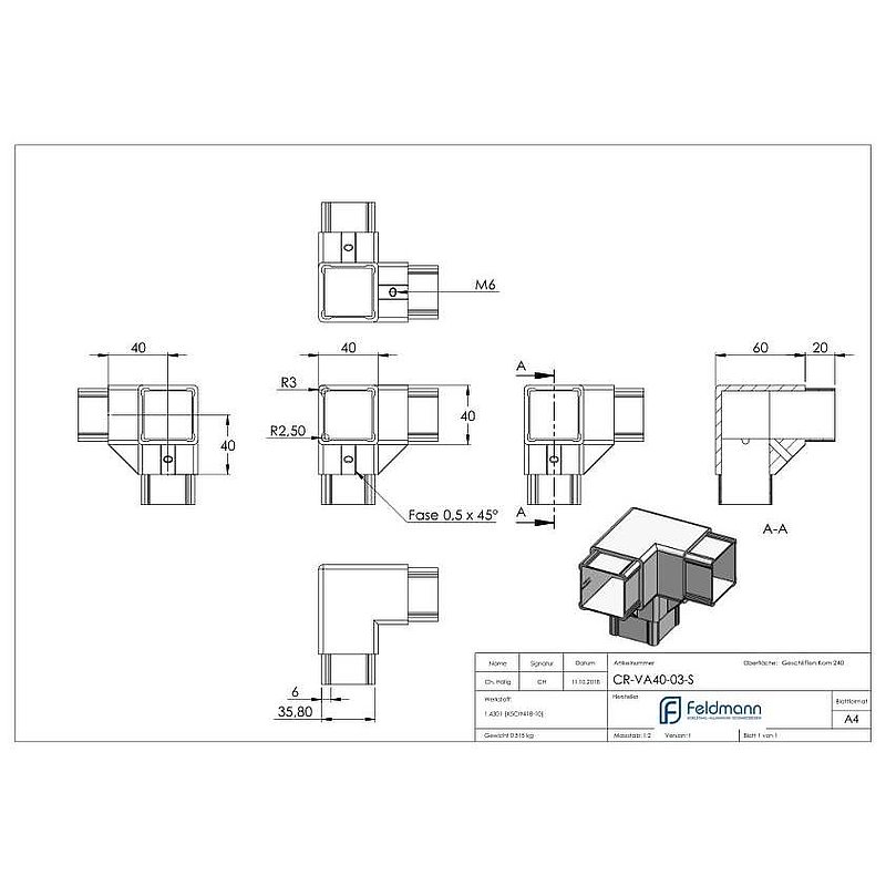 CORNECT Ecke 90° mit Abgang Set