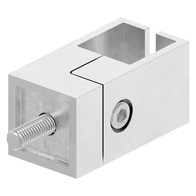 Holder for square clamping profile 20x20mm, connection: straight, AISI304