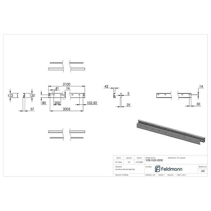 FLEX:MOUNT PRO Profil-Set für eleganza canopy Vordach 2000