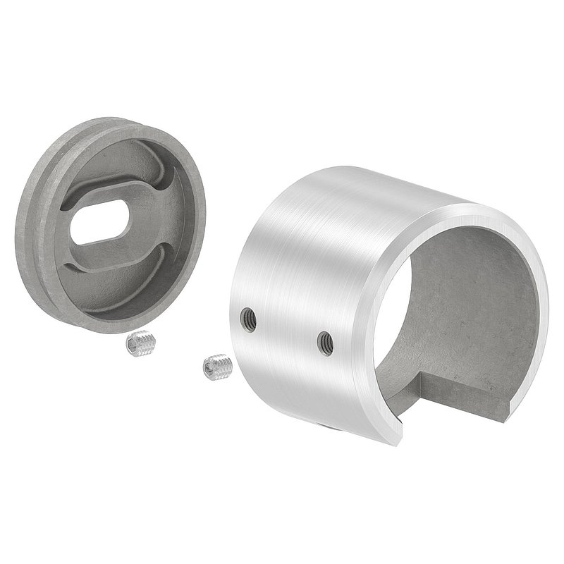 Embase murale pour tube à fond de gorge Ø 42,4mm, gauche, V4A