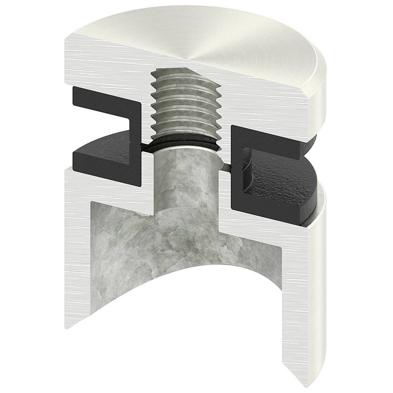 Point de fixation 30mm, jonction: 42,4mm, aspect inox brossé