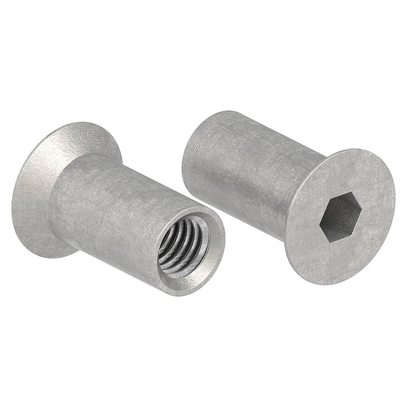 Hülsenmutter mit Senkkopf und ISK, M6x16, V2A