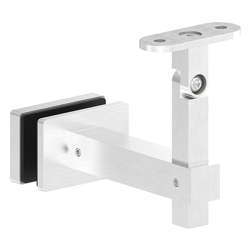 Handlaufhalter eckig mit gerader Handlaufanschlussplatte, V4A