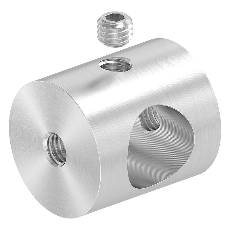 Querstabhalter (Montage zwischen zwei Flacheisen) mit 12,2mm Bohrung, V2A