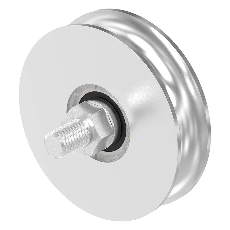 Schiebetorrolle Ø 100mm mit Rundrille Ø 20mm, V4A