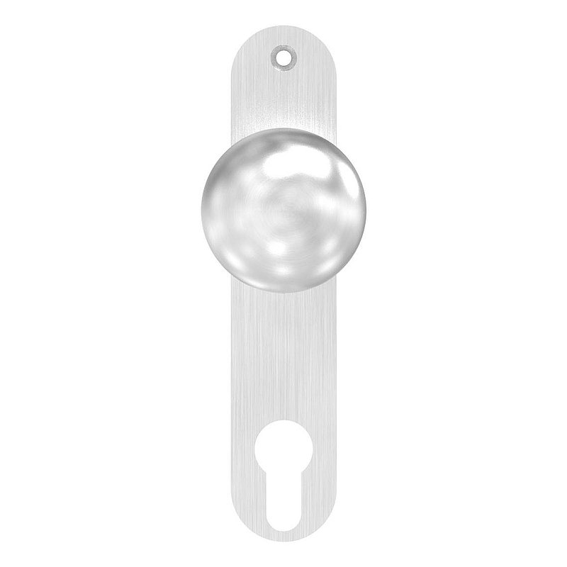 Door knob, Ø 50mm, with long backplate, AISI304
