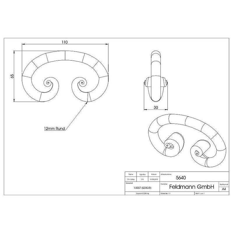 C-Schnecke 12mm, 60x110mm