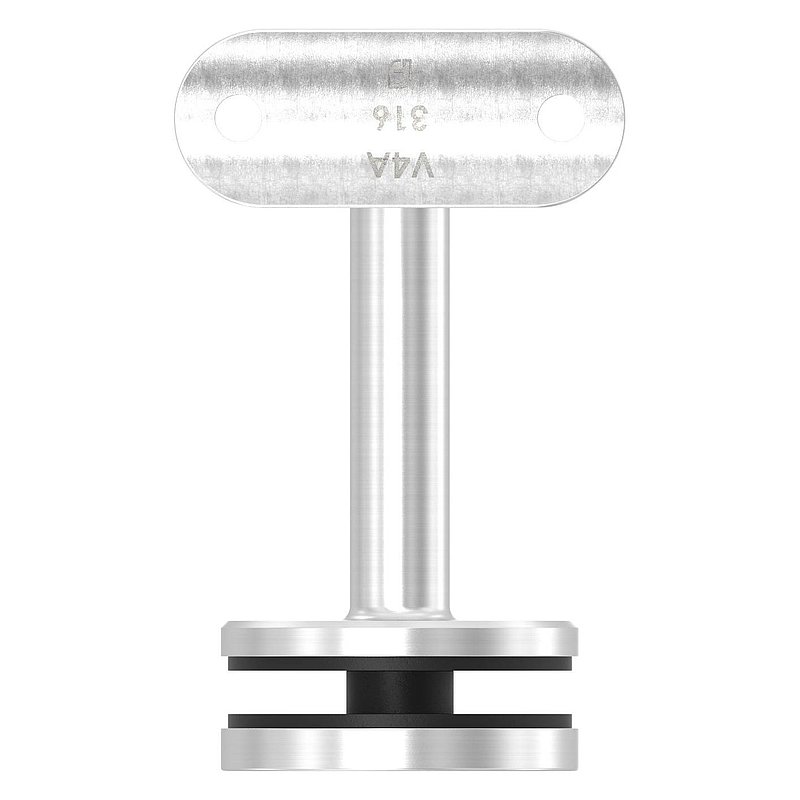 Handrail holder for glass, handrail connection plate 42.4 mm, AISI316