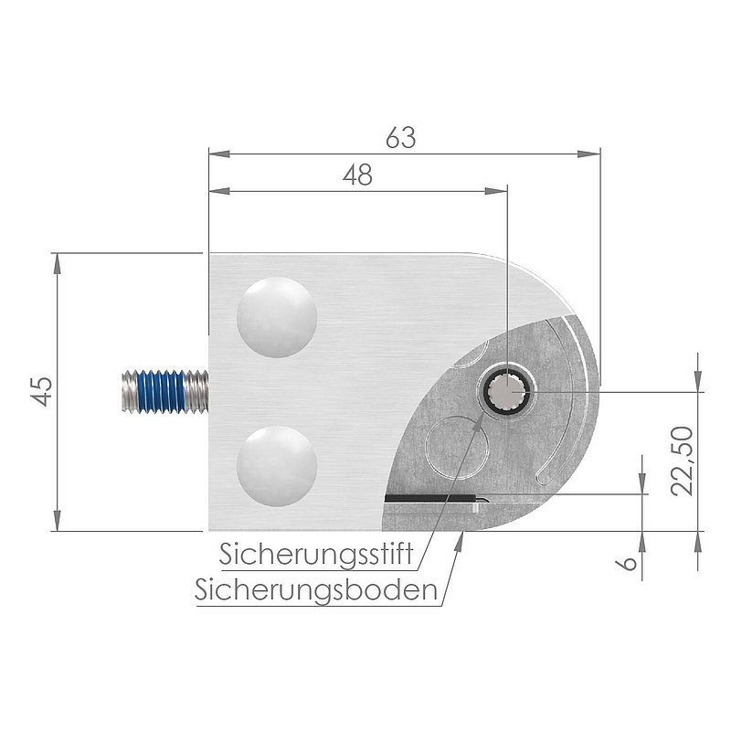Glasklemme Mod. 38, Anschluss: 60,3mm, V2A
