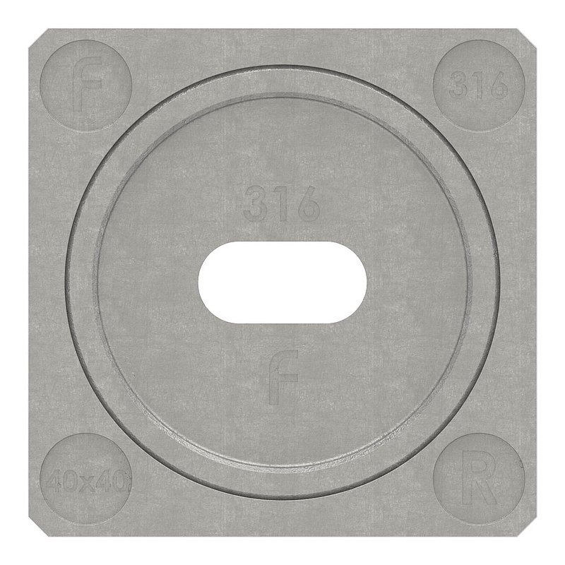 Wall mounting for 40x40mm square groove, right, AISI316