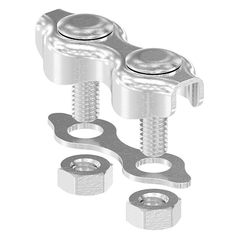Serre-câble plat double pour câble 2mm, V4A