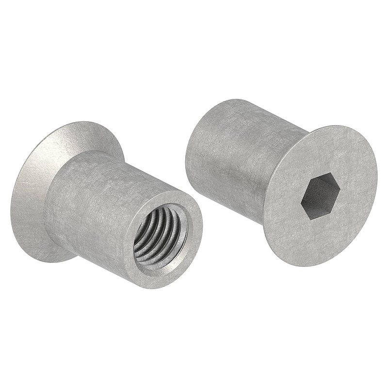Hülsenmutter mit Senkkopf und ISK, M10x20, V2A
