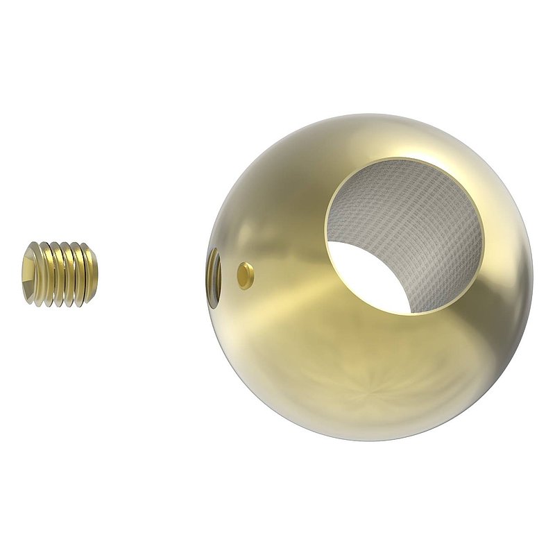 Boule laiton pleine Ø 25mm avec trou de passage Ø 12,2mm