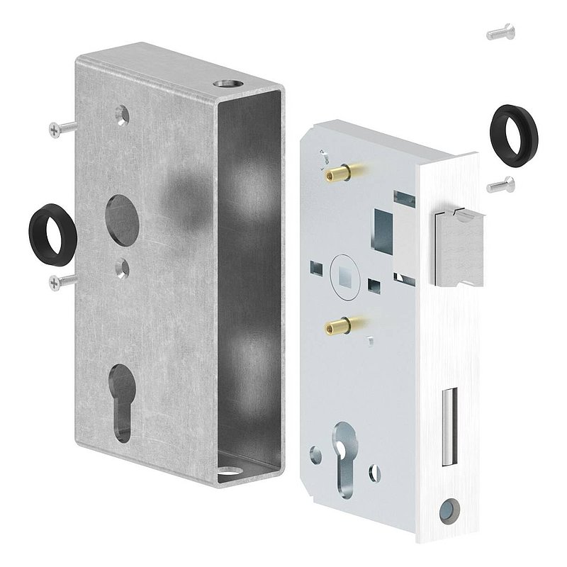 Serrure anti-panique avec boîtier de serrure 40 x 94 x 172mm, avec fonction de changement E, DIN R &