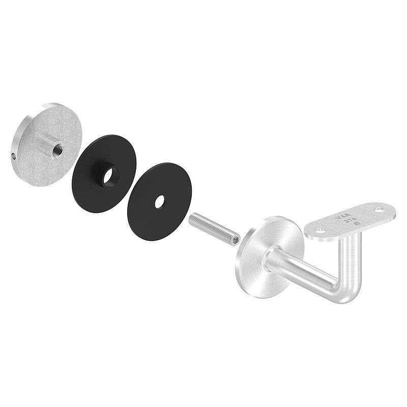Handlaufhalter für Glas, Handlaufanschlussplatte flach, V4A