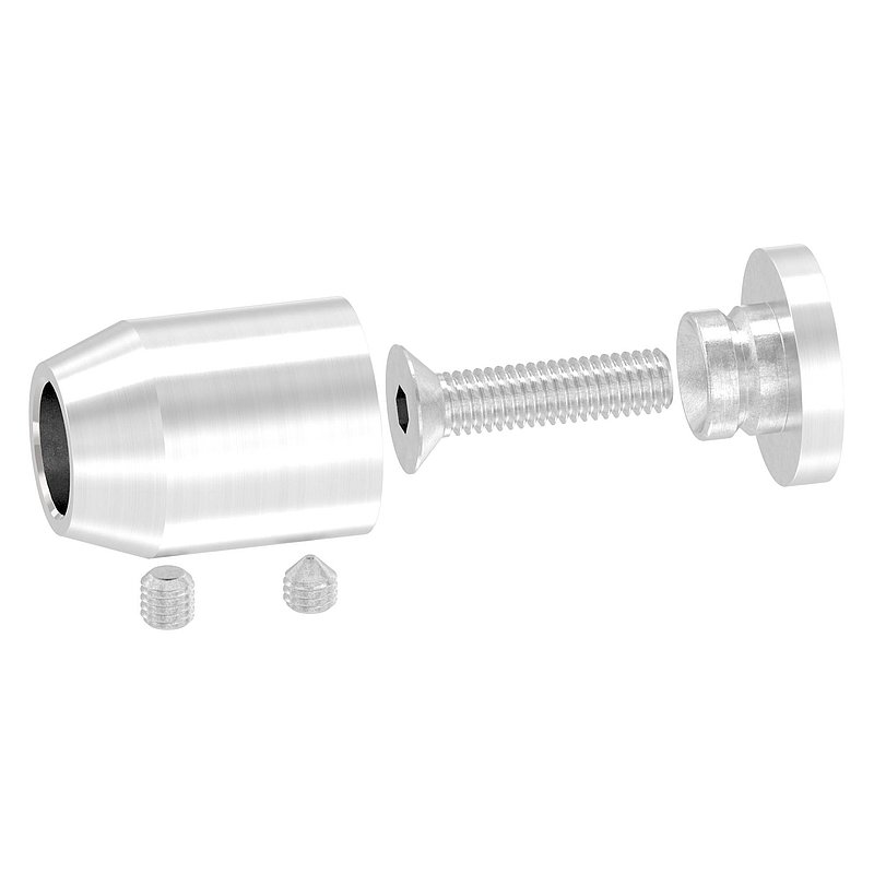 Support de lisse transversale (à insérer en extrémité de fer), racc. droit, trou borgne 12,2mm, V2A
