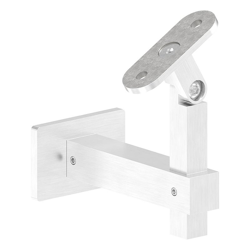 Handlaufhalter eckig mit gerader Handlaufanschlussplatte, V2A