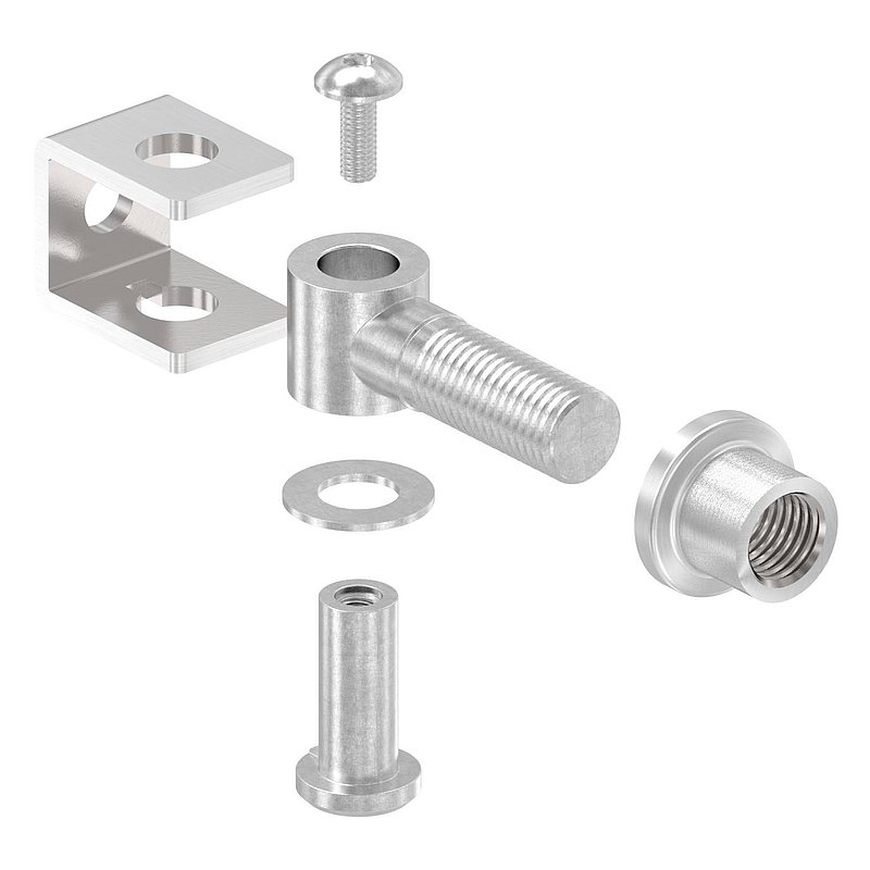 Door hinge with threaded sleeve M16, AISI316