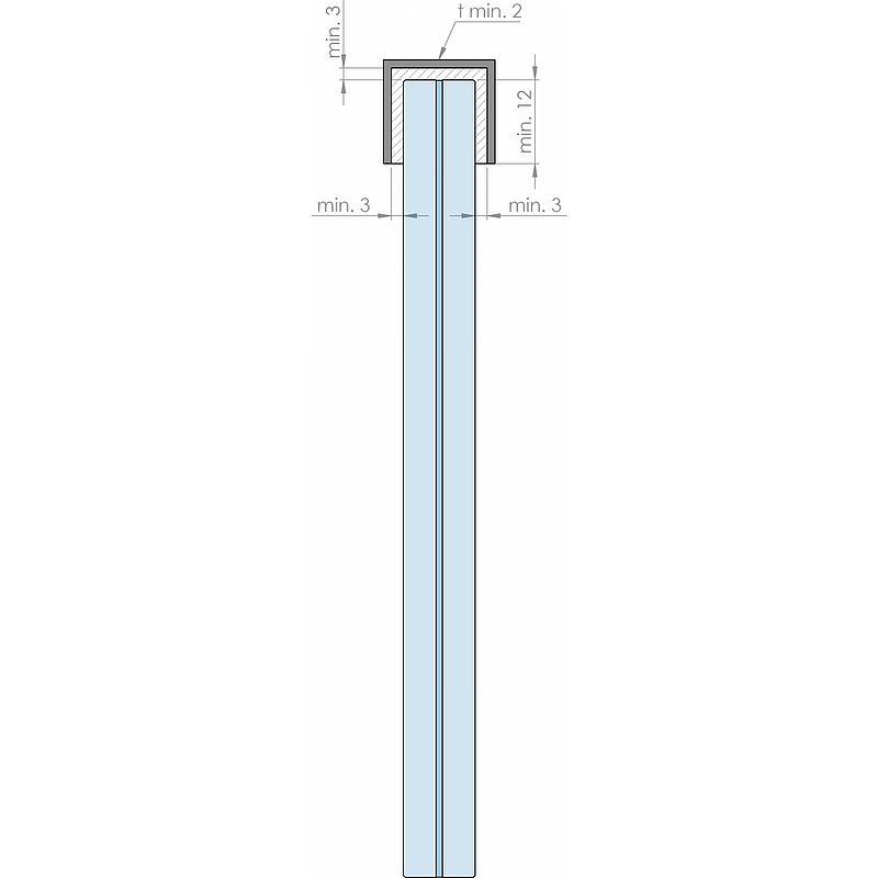 Edelstahl-U-Profil, 28x26x2mm, L: 6000mm, V4A