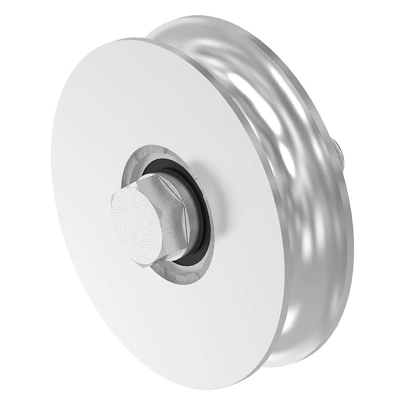 Schiebetorrolle Ø 100mm mit Rundrille Ø 20mm, V4A