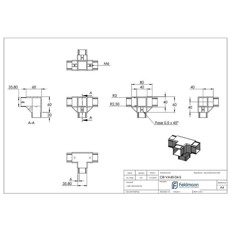 CORNECT T-Stück mit seitlichem Abgang Set