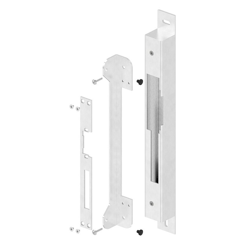 Stop plate with rubber buffer made of stainless steel, 37.5x37.5x328mm, AISI304