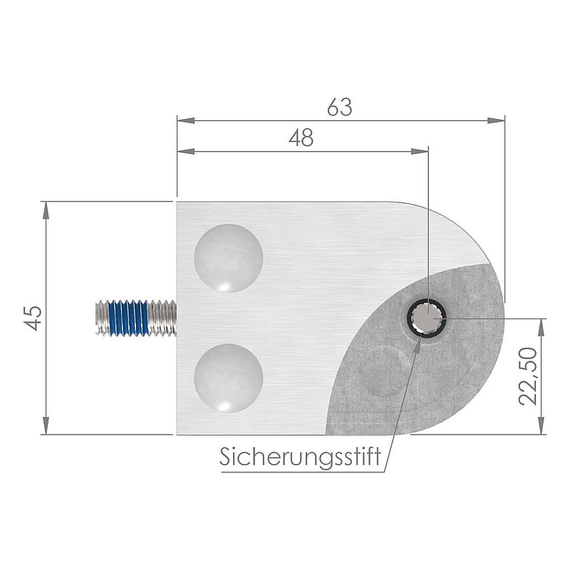 Glasklemme Mod. 12, Anschluss: gerade, V2A