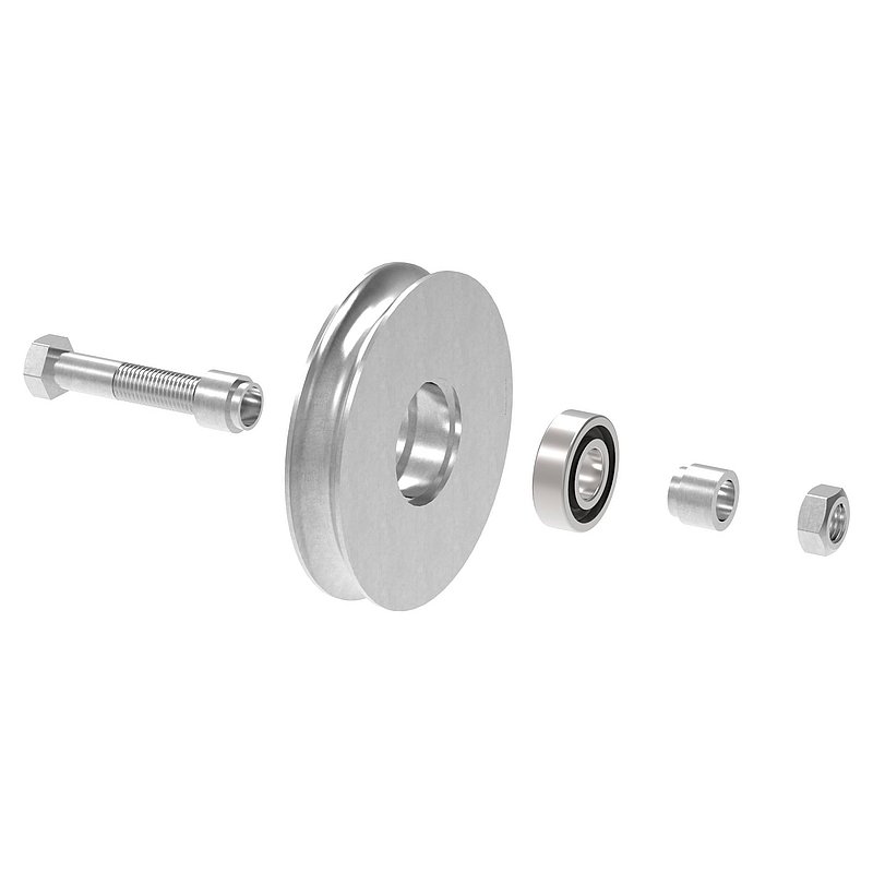 Galet pour porte coulissante avec rainure ronde