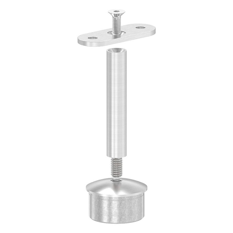 Tube end plug for tube 42.4x2.0mm, handrail connection plate: flat, AISI304