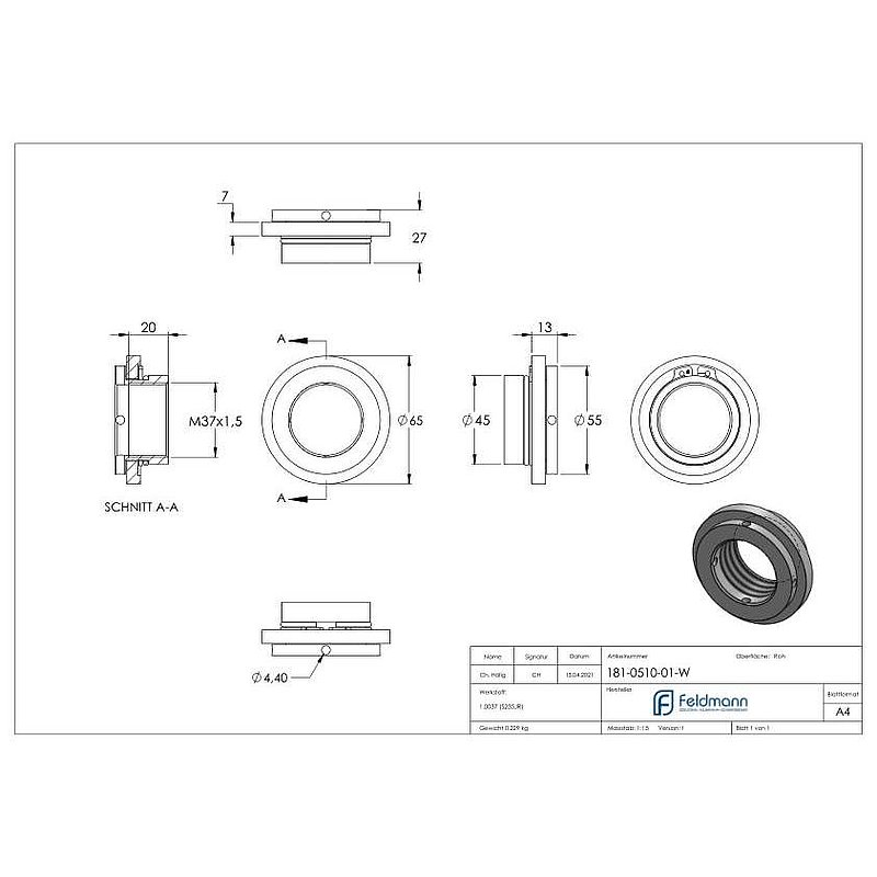 Montageplatte rund 65mm