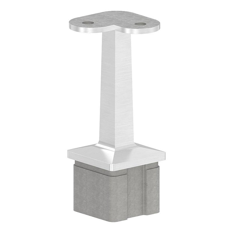 Bouchon d'extrémité avec tige + plaque de raccordement 90°, plat, pour tube 40x40x2mm V2A