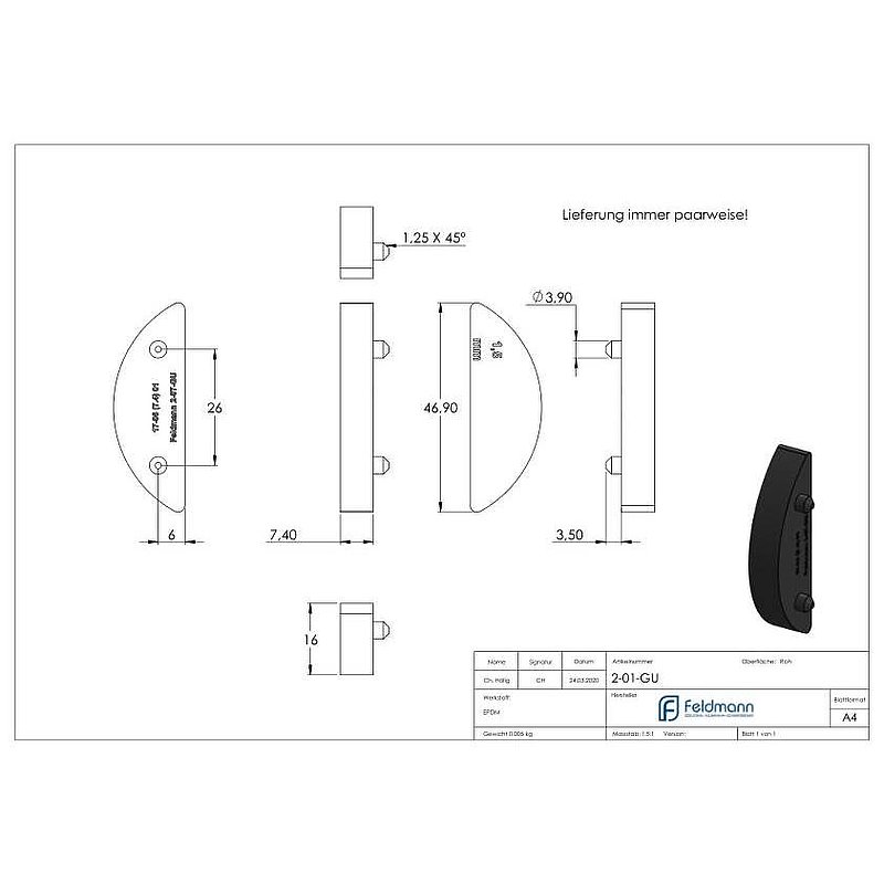 Gummi für Mod. 20/21, Blech 1,5mm