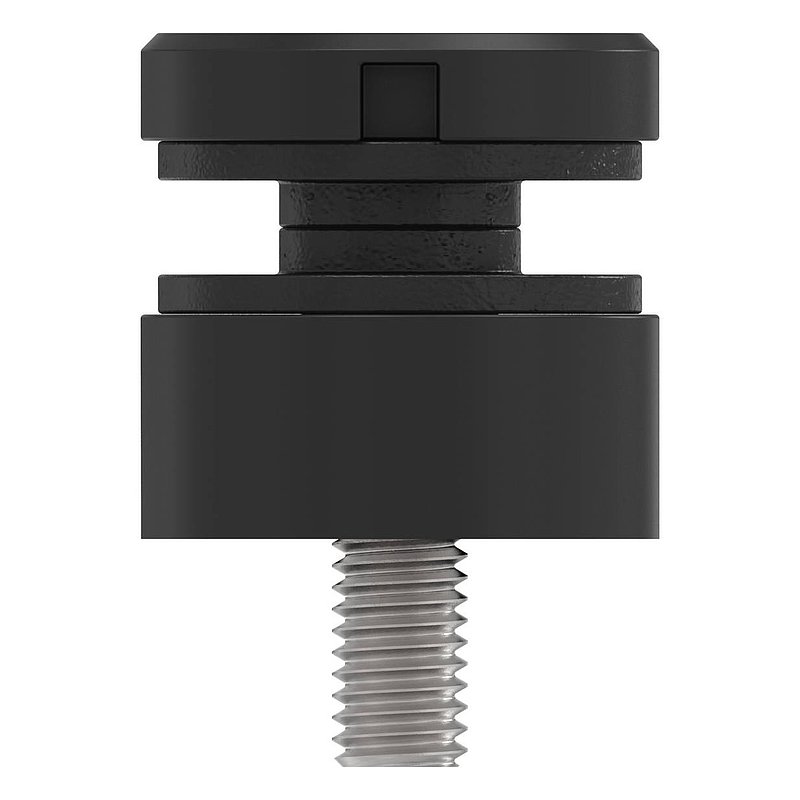 Glass point holder 30mm, connection: flat, V2A, powder coated RAL 9005 black matt