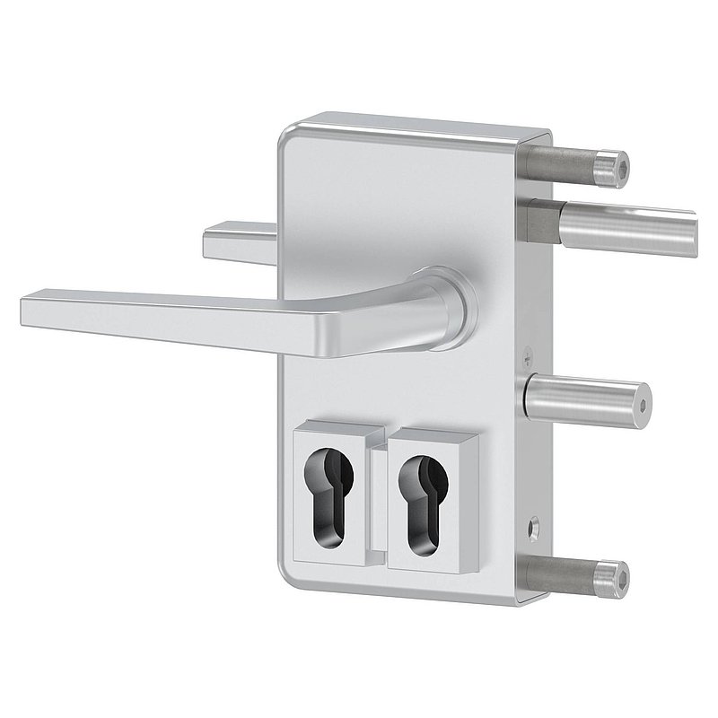 Gittertorschloss GTS 2 mit Doppelzylinder für Rohrstärke 40-60mm, Gehäuse silber