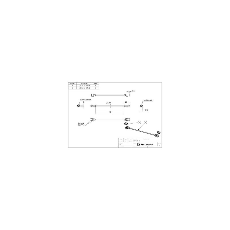 LED-Band Steckverbinder mit Verbindungskabel, für IP65 LED-Band