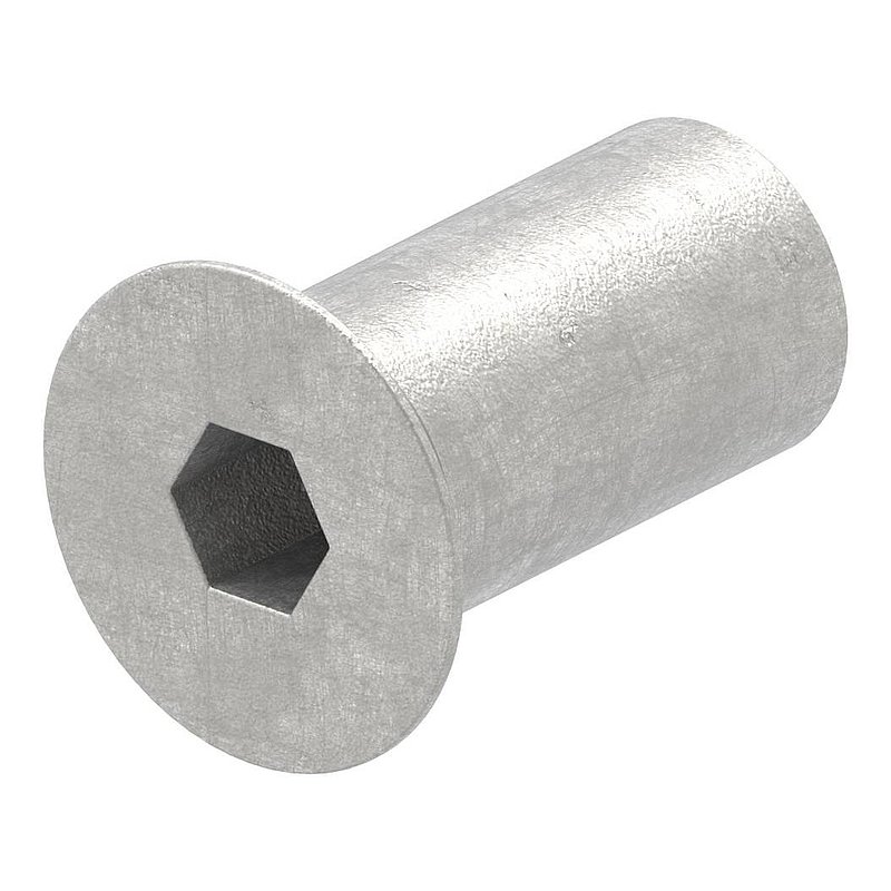 Écrou à douille à tête fraisée et 6 pans creux, M6x16, V2A