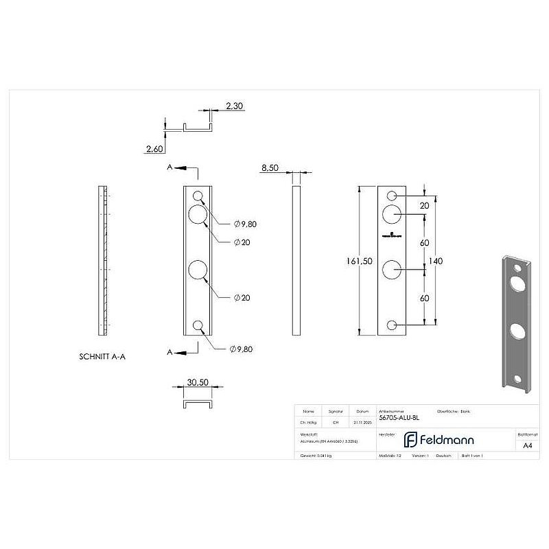 adapter for GTS2 mesh door locks, for round tubes Ø 33 - 60mm, blank
