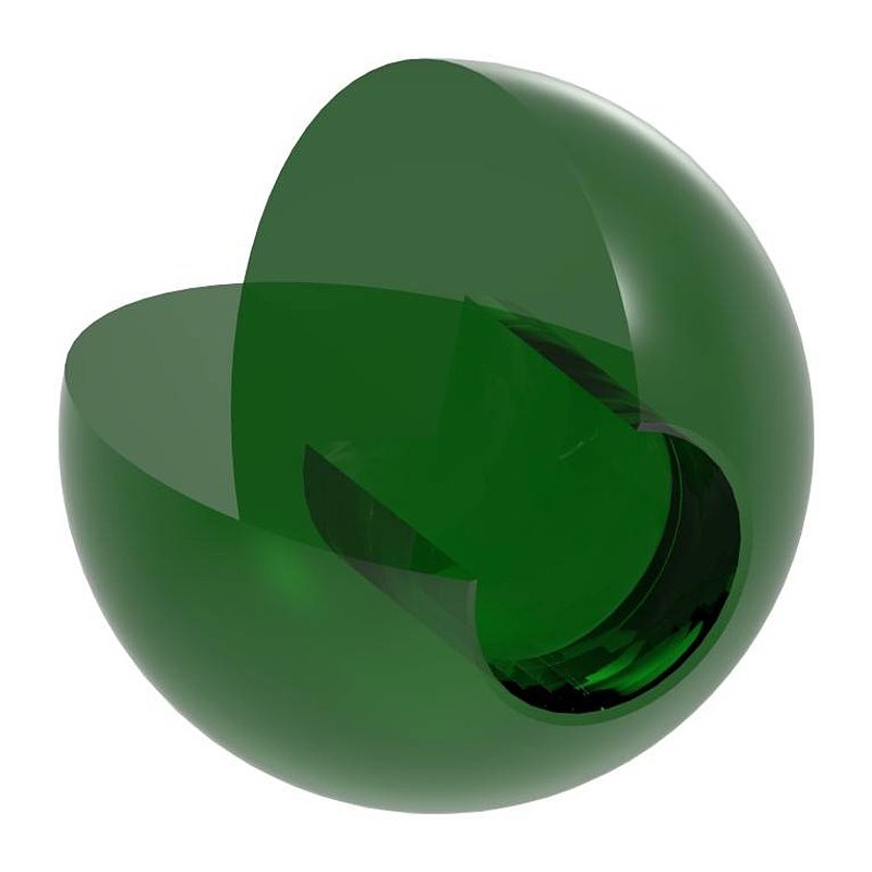 Boule en verre vert Ø 30mm avec trou borgne Ø 12,3mm