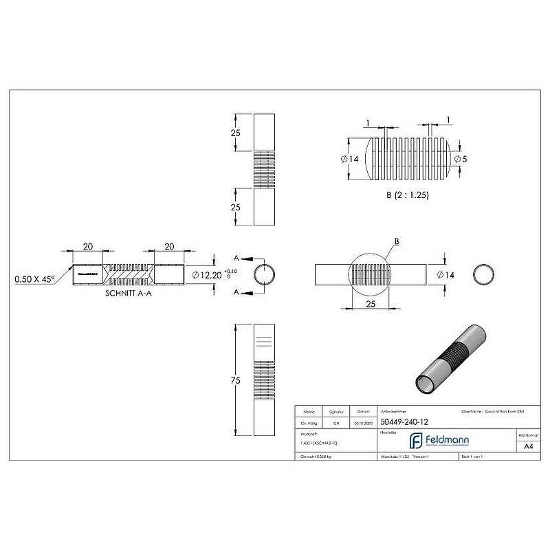 Raccord de barre (à plier), pour rond Ø 12mm, V2A